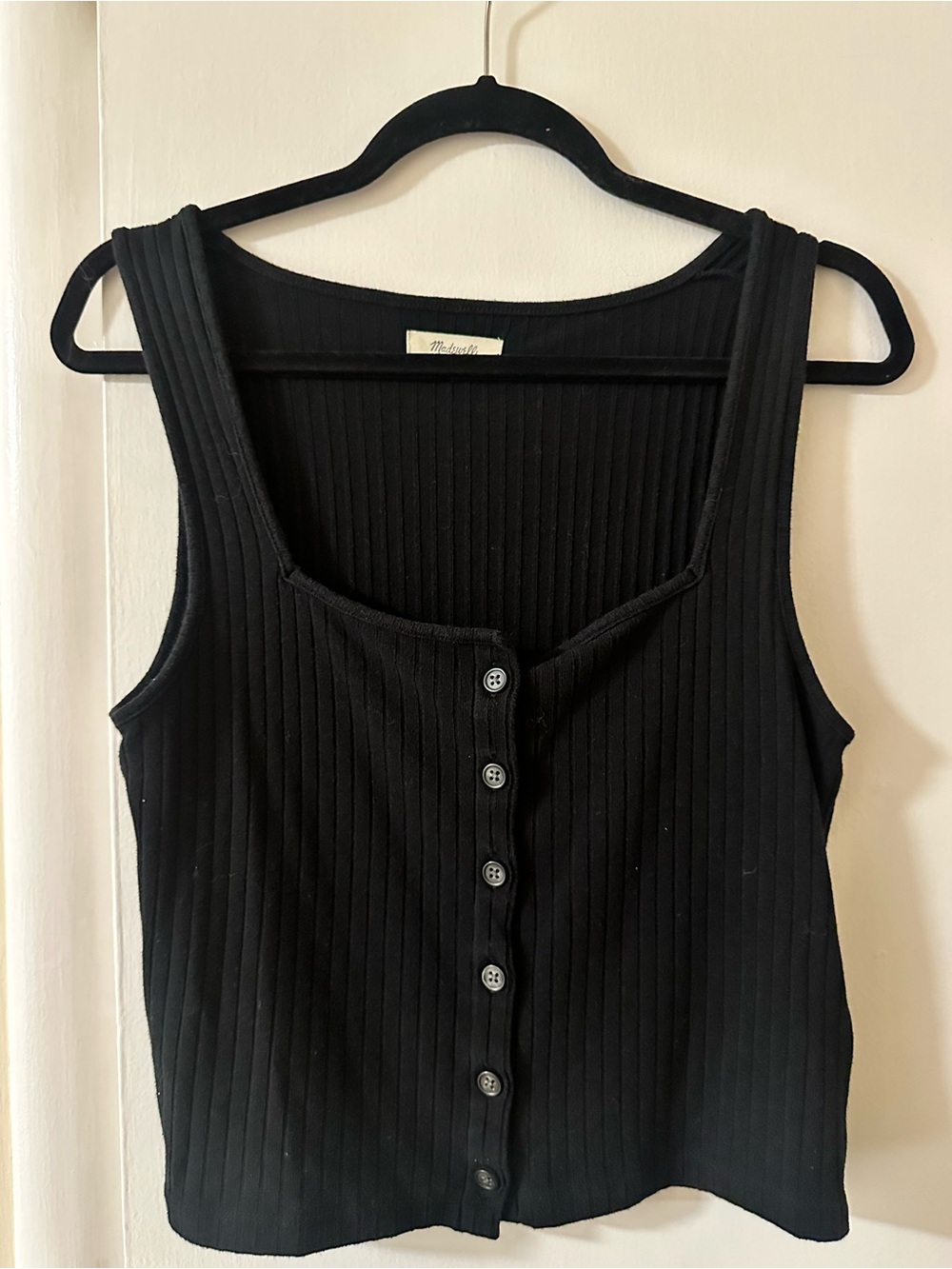 Madewell Black Ribbed Button-Front Tank - Picture 5 of 5